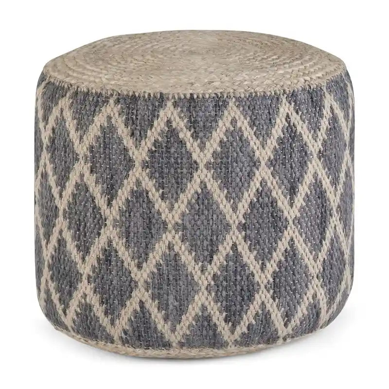 Pouf rond en jute tressé et coton