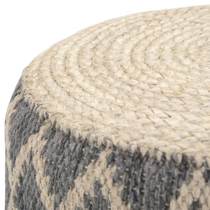 Pouf rond en jute tressé et coton