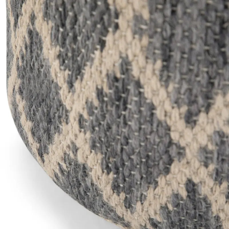 Pouf rond en jute tressé et coton