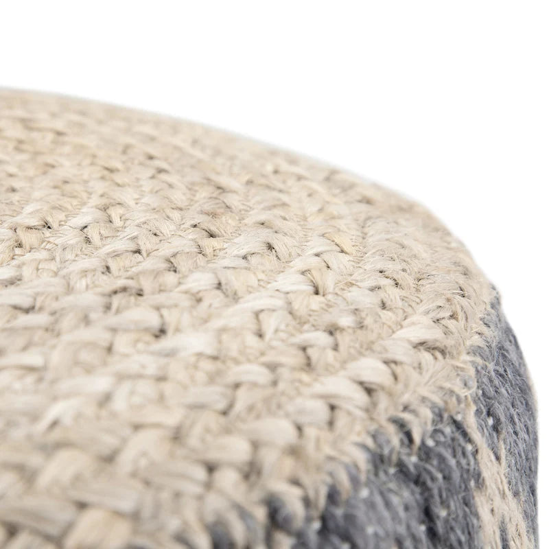 Pouf rond en jute tressé et coton