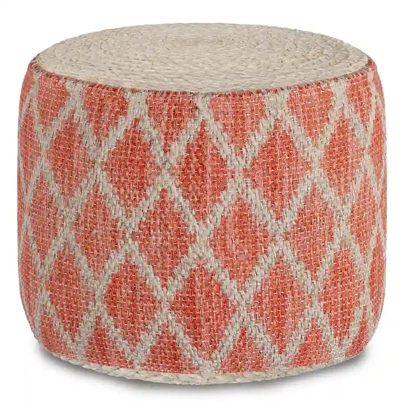 Pouf rond en jute tressé et coton