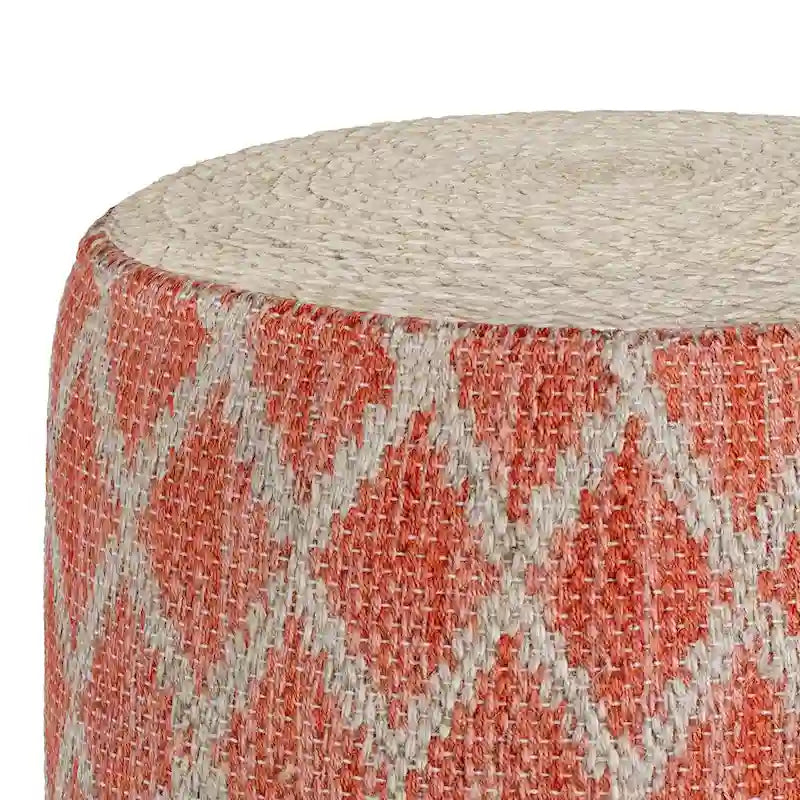 Pouf rond en jute tressé et coton