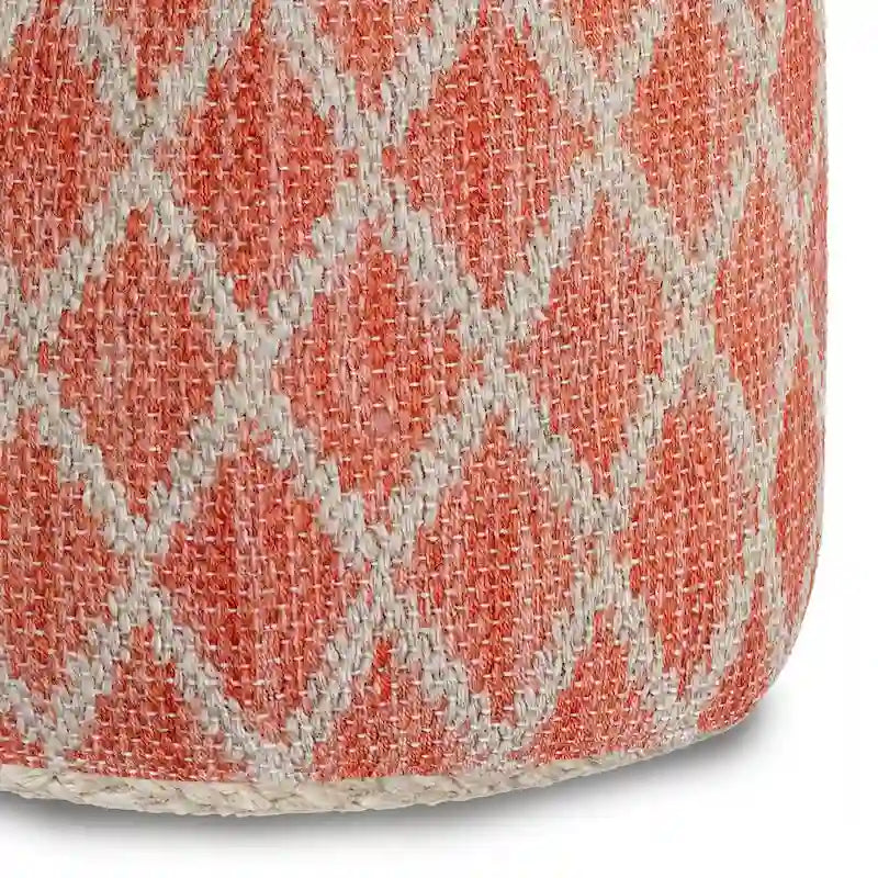 Pouf rond en jute tressé et coton