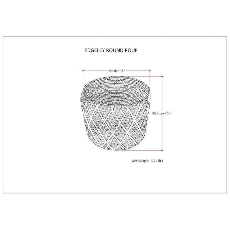 Pouf rond en jute tressé et coton
