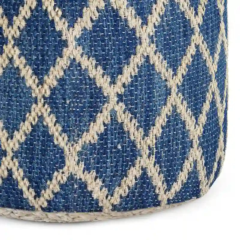 Pouf rond en jute tressé et coton