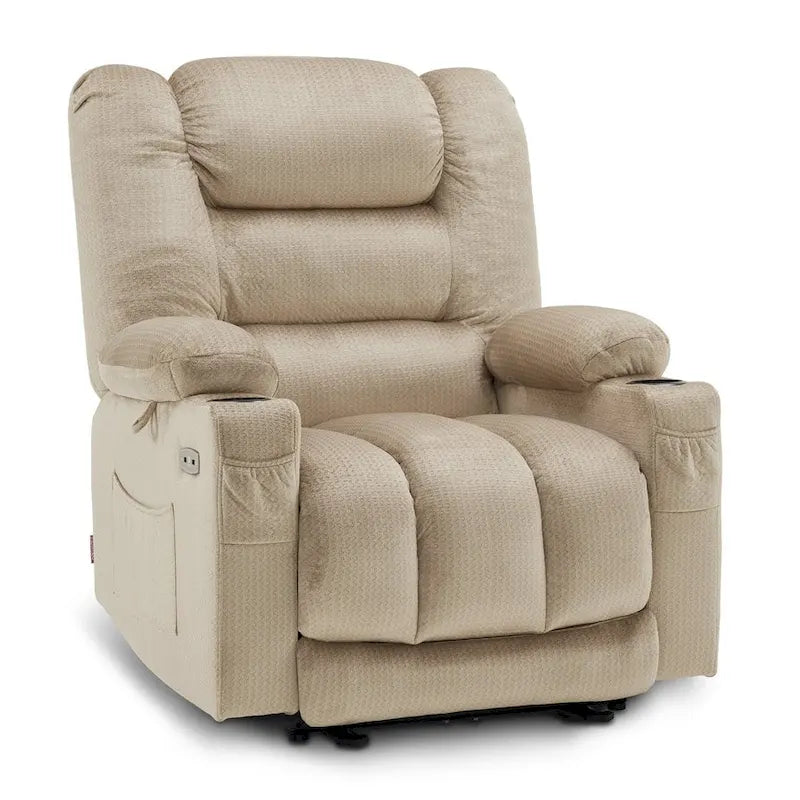 Fauteuil inclinable électrique avec fonction de chauffage et de massage, en tissu