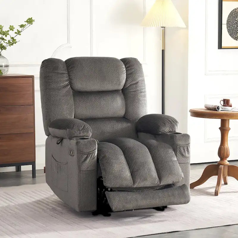 Fauteuil inclinable électrique avec fonction de chauffage et de massage, en tissu
