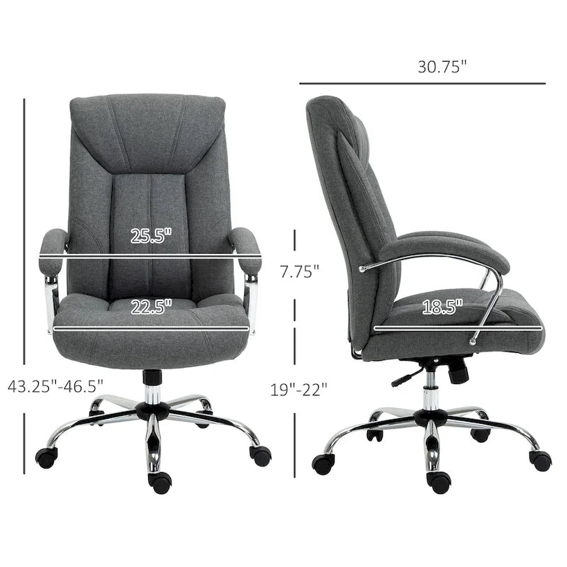 Chaise de bureau pivotante à dossier haut avec hauteur et accoudoirs réglables
