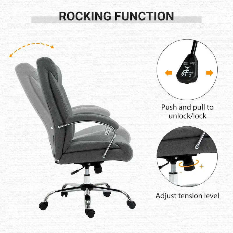 Chaise de bureau pivotante à dossier haut avec hauteur et accoudoirs réglables