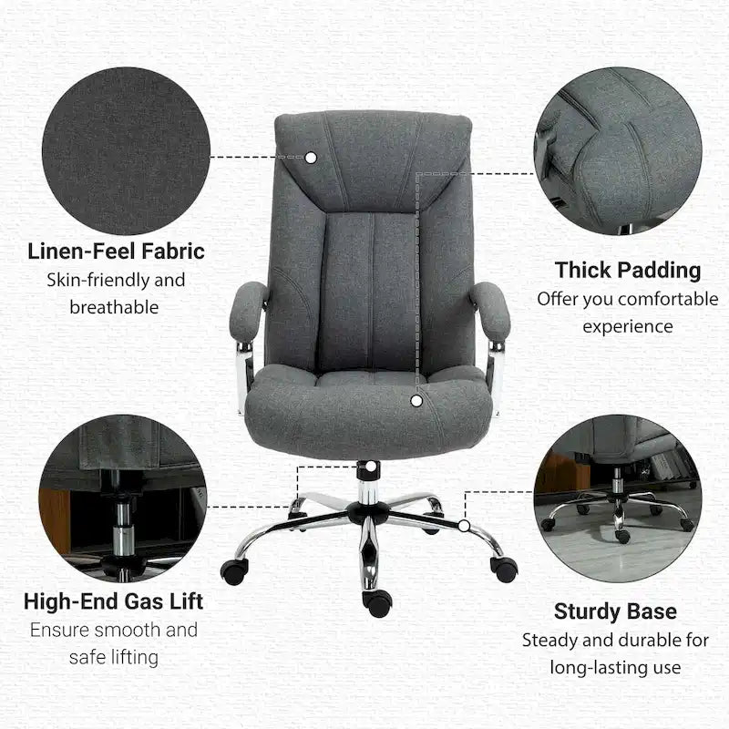 Chaise de bureau pivotante à dossier haut avec hauteur et accoudoirs réglables