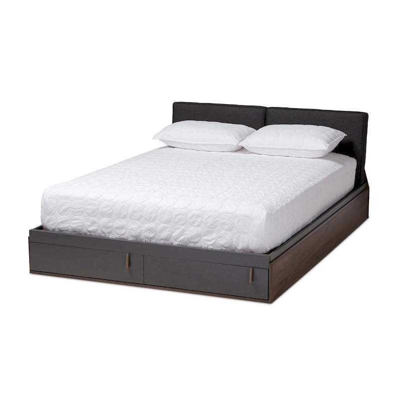 Lit plateforme queen avec tiroirs de rangement