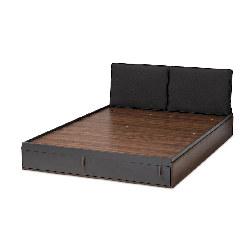 Lit plateforme queen avec tiroirs de rangement