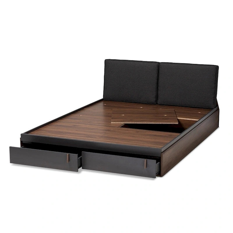 Lit plateforme queen avec tiroirs de rangement