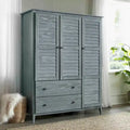 Armoire en bois massif à 3 portes avec tiroirs et étagères réglables