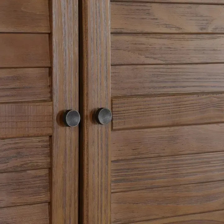 Armoire en bois massif à 3 portes avec tiroirs et étagères réglables