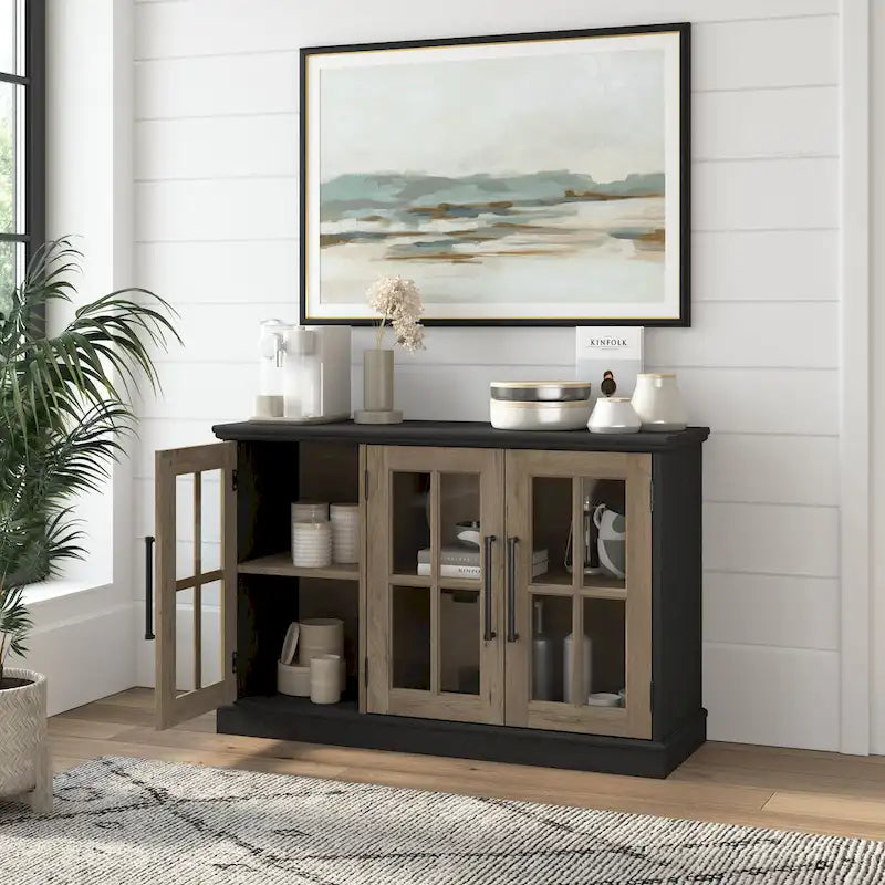 Buffet de 46 po de large avec portes vitrées