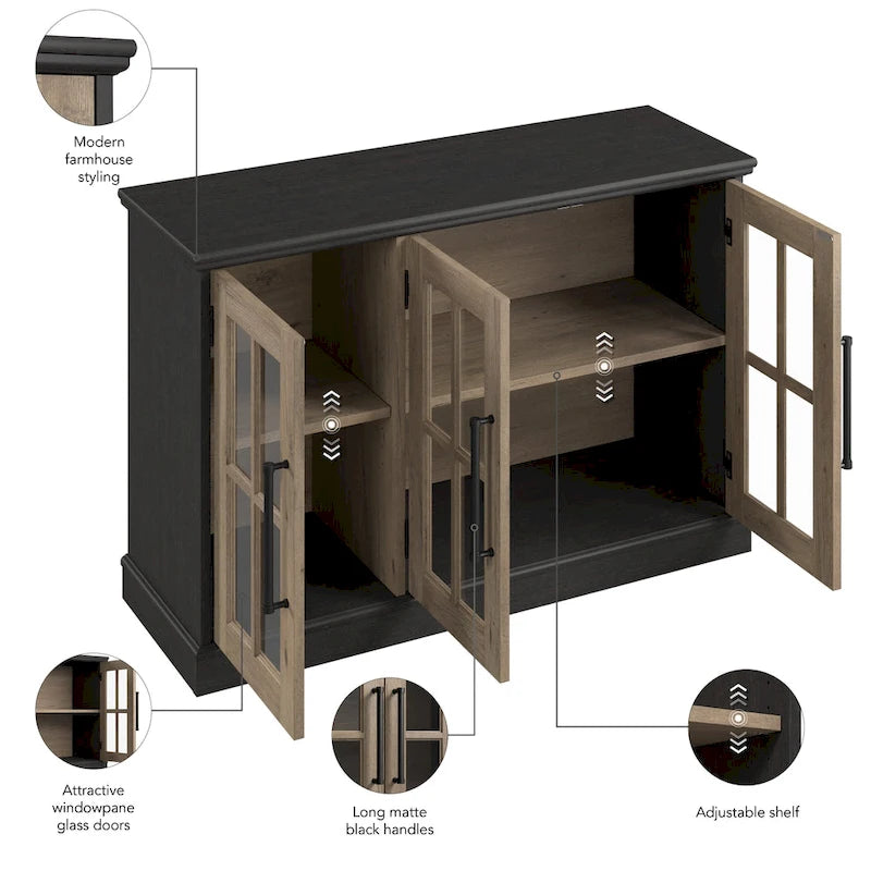 Buffet de 46 po de large avec portes vitrées