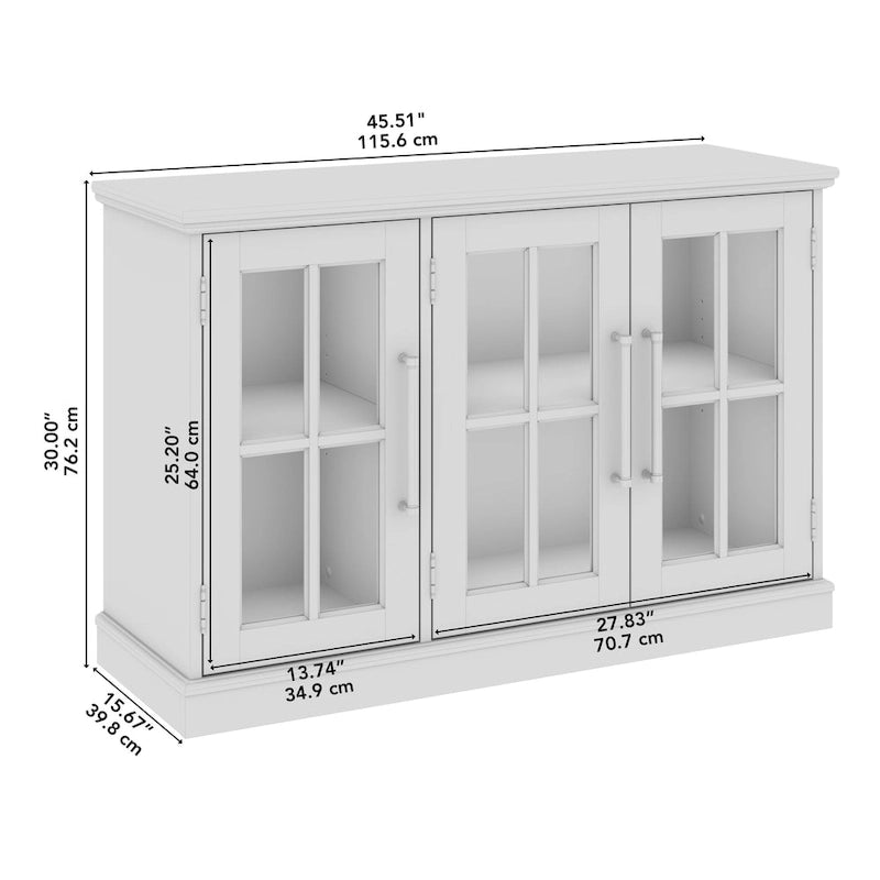 Buffet de 46 po de large avec portes vitrées