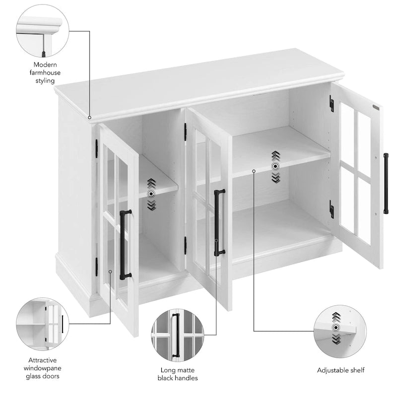 Buffet de 46 po de large avec portes vitrées