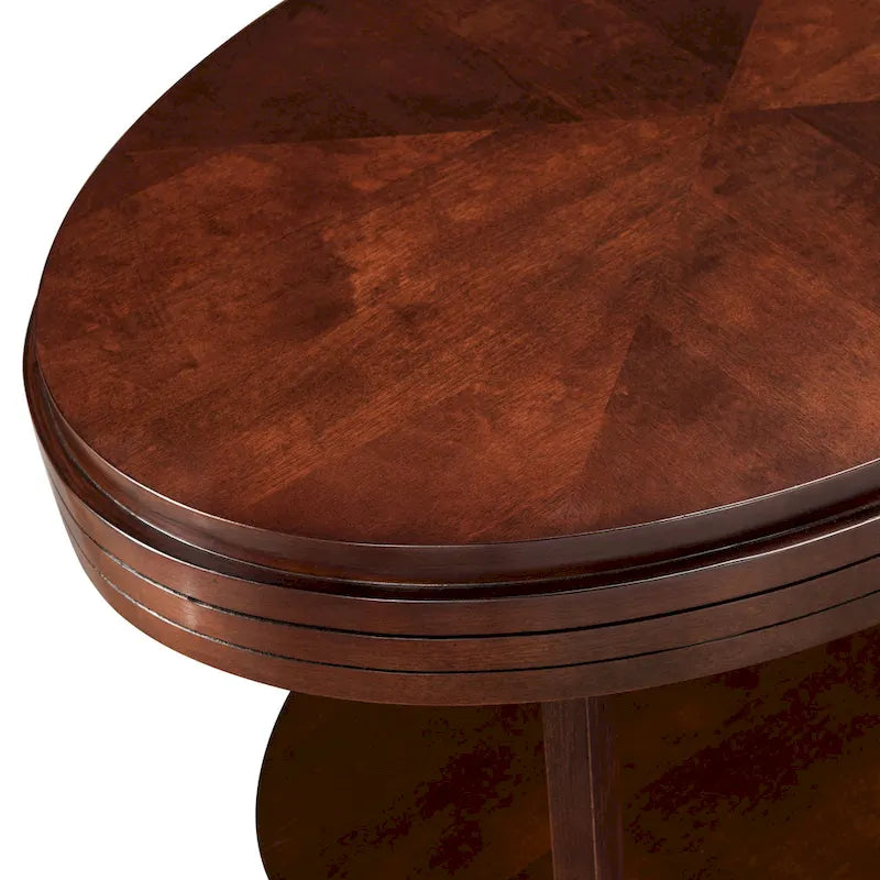 Table basse ovale avec surface en placage