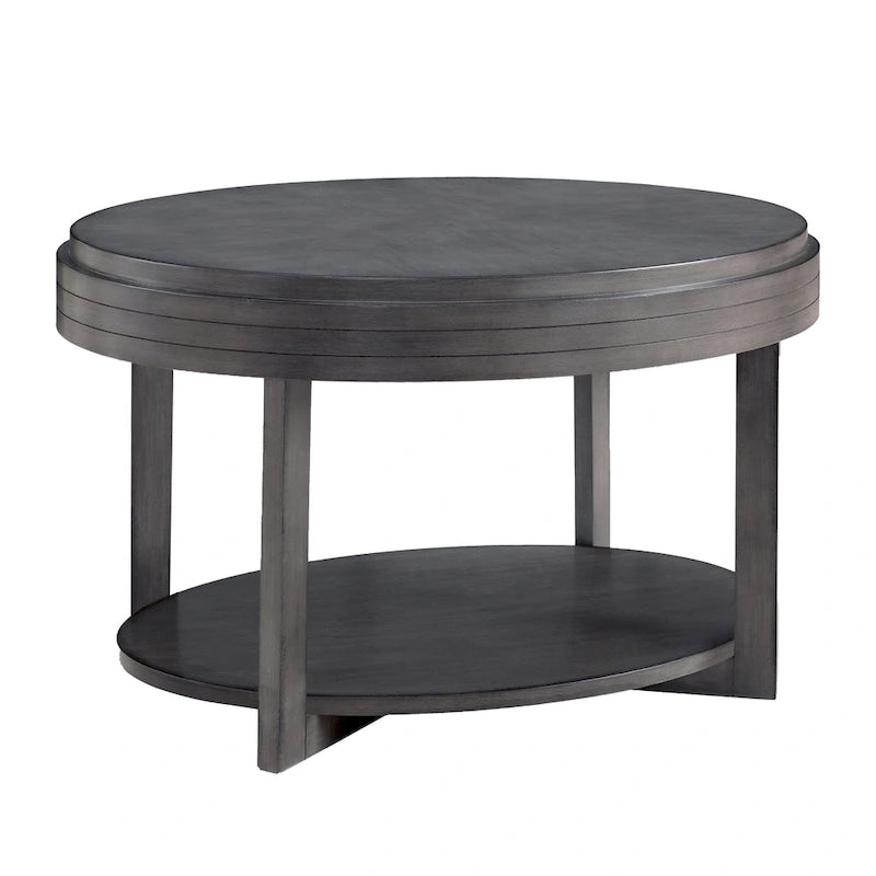 Table basse ovale avec surface en placage
