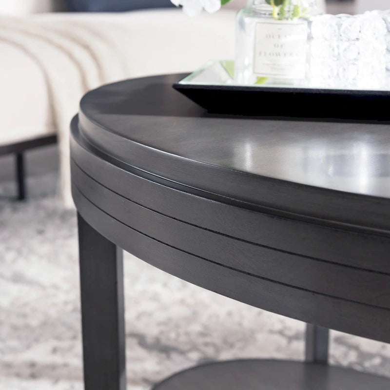 Table basse ovale avec surface en placage