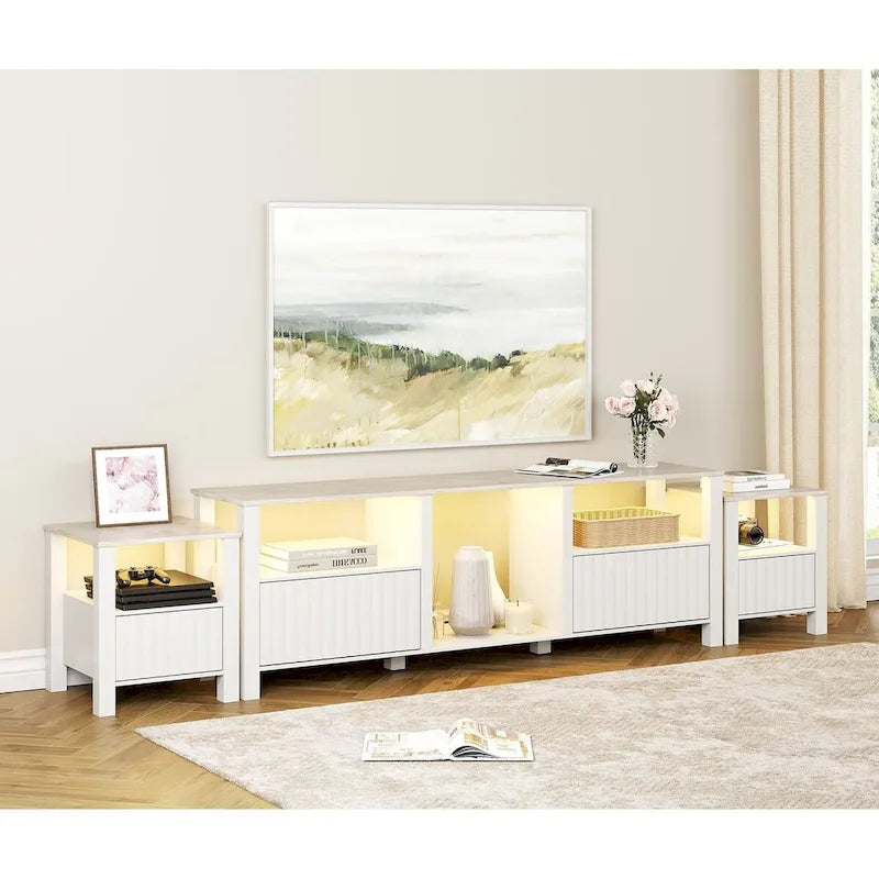 Meuble TV avec bande lumineuse LED et meuble de rangement