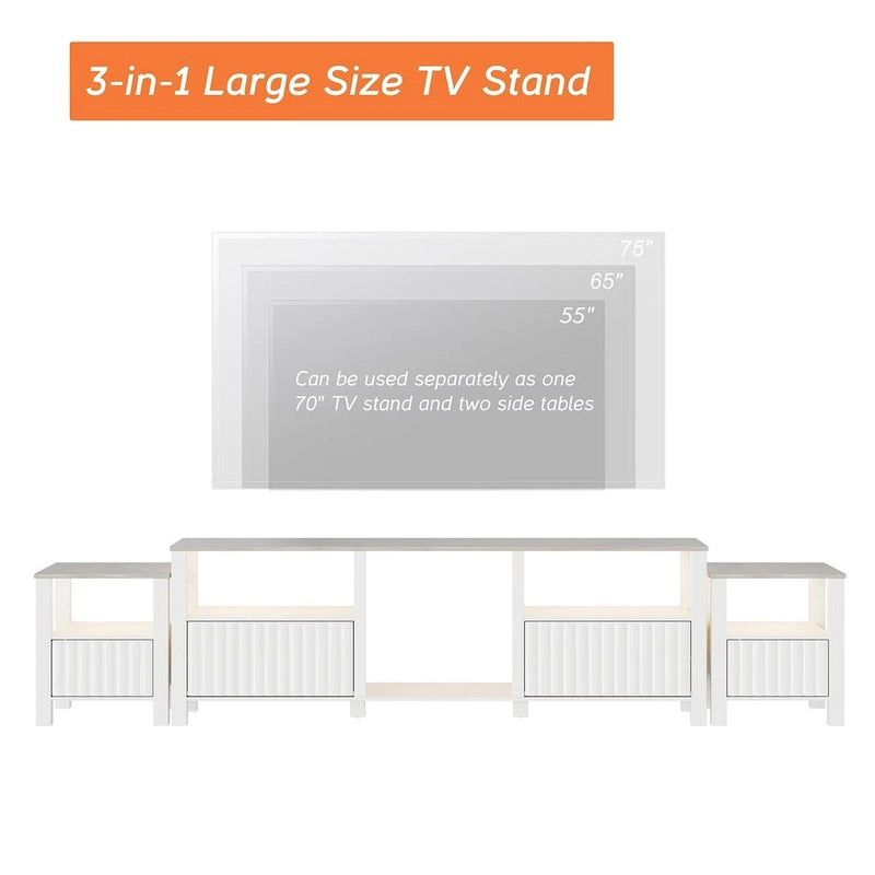 Meuble TV avec bande lumineuse LED et meuble de rangement