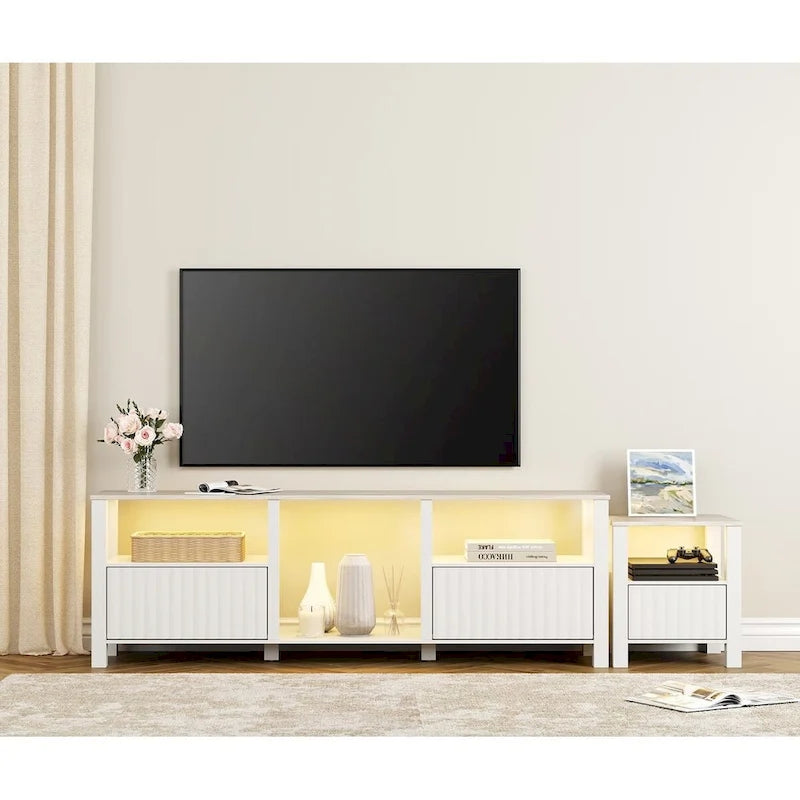 Meuble TV avec bande lumineuse LED et meuble de rangement