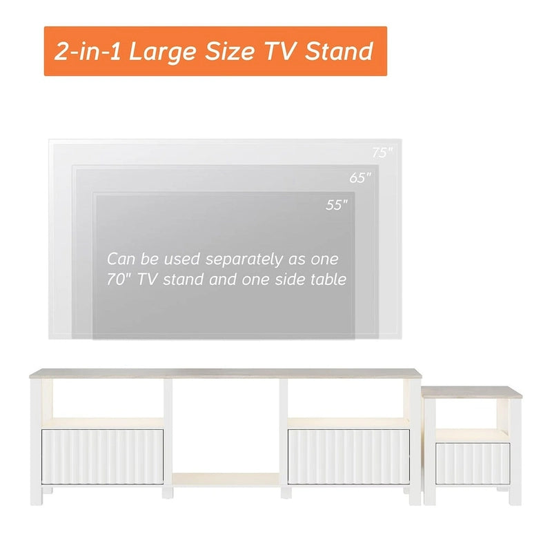 Meuble TV avec bande lumineuse LED et meuble de rangement