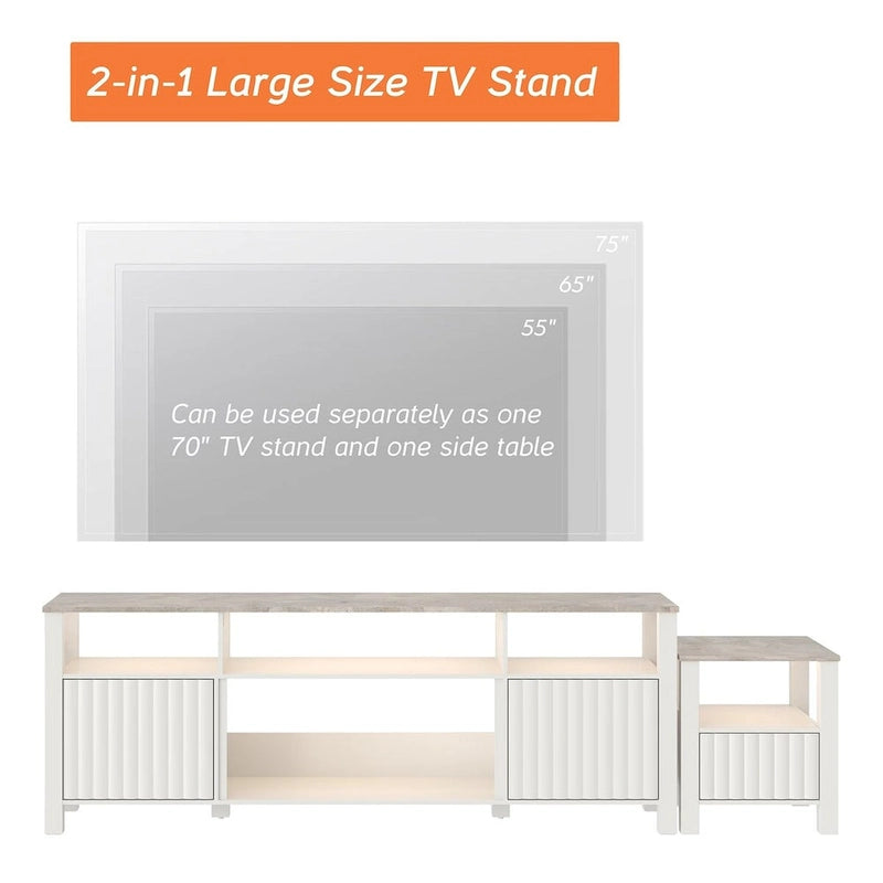 Meuble TV avec bande lumineuse LED et meuble de rangement