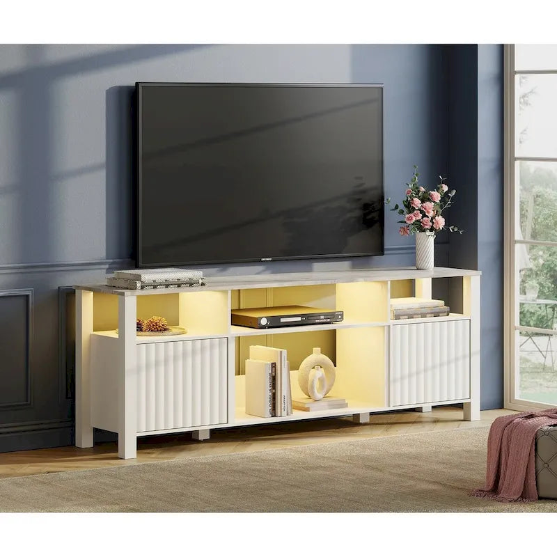 Meuble TV avec bande lumineuse LED et meuble de rangement