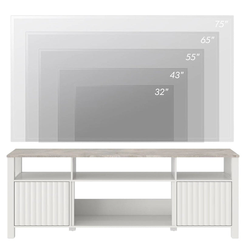 Meuble TV avec bande lumineuse LED et meuble de rangement