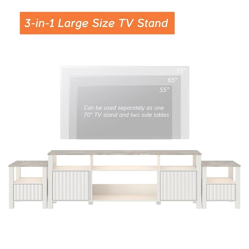 Meuble TV avec bande lumineuse LED et meuble de rangement