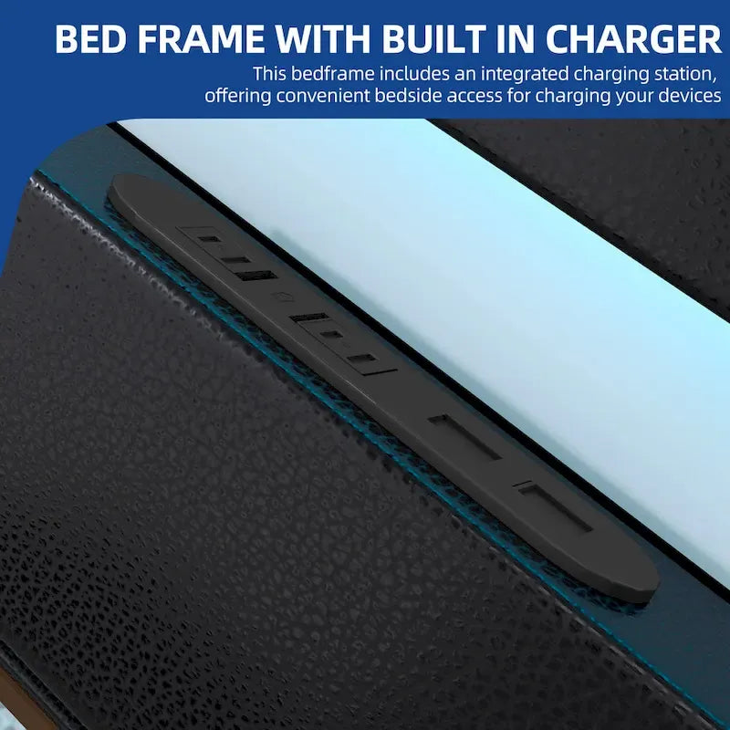 Cadre de lit King Size en PU avec LED intégrées, Noir