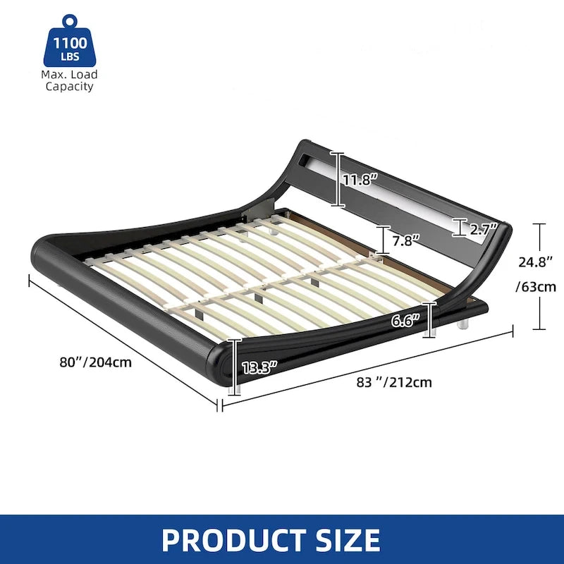 Cadre de lit King Size en PU avec LED intégrées, Noir