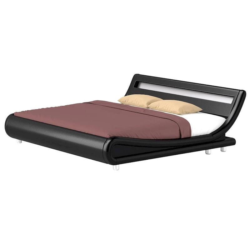 Cadre de lit King Size en PU avec LED intégrées, Noir
