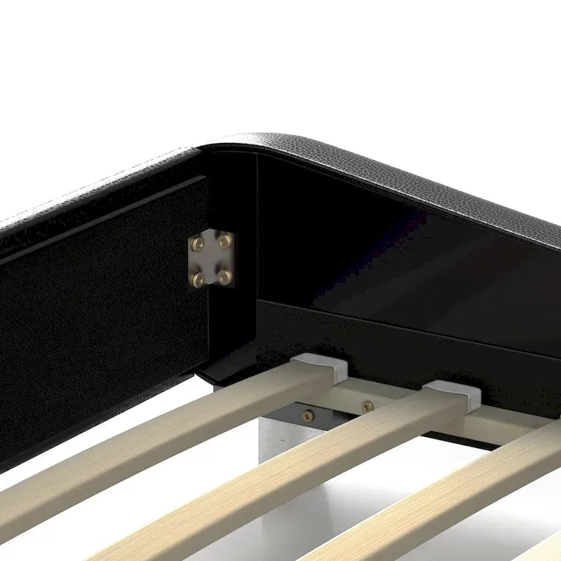 Cadre de lit King Size en PU avec LED intégrées, Noir
