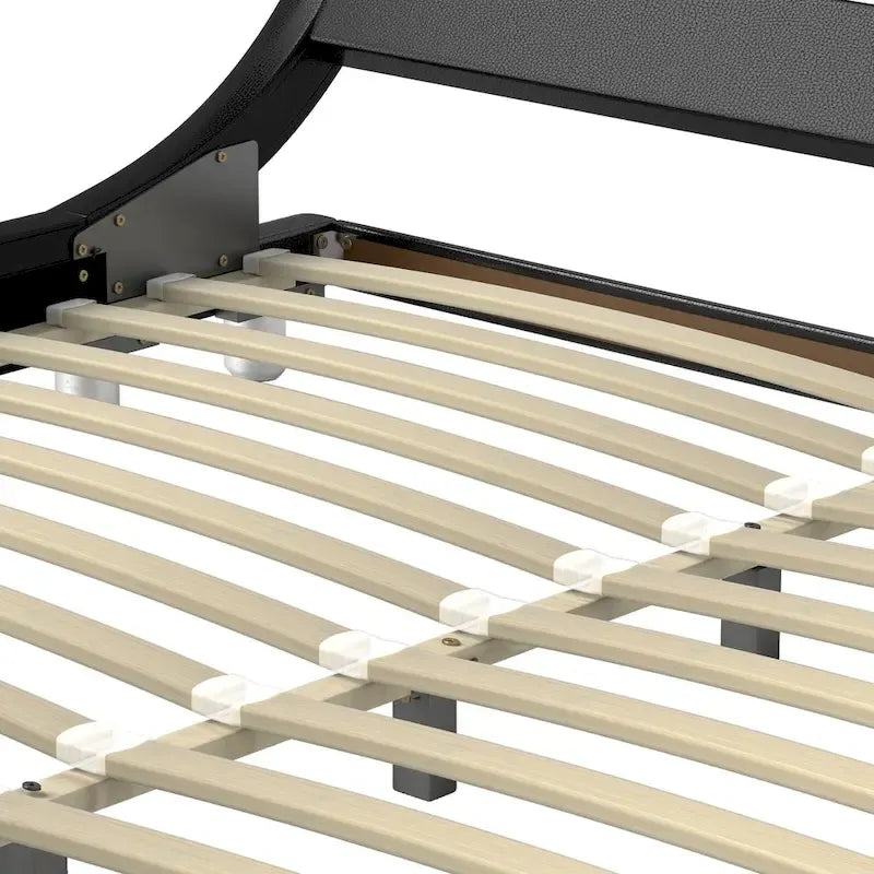 Cadre de lit King Size en PU avec LED intégrées, Noir