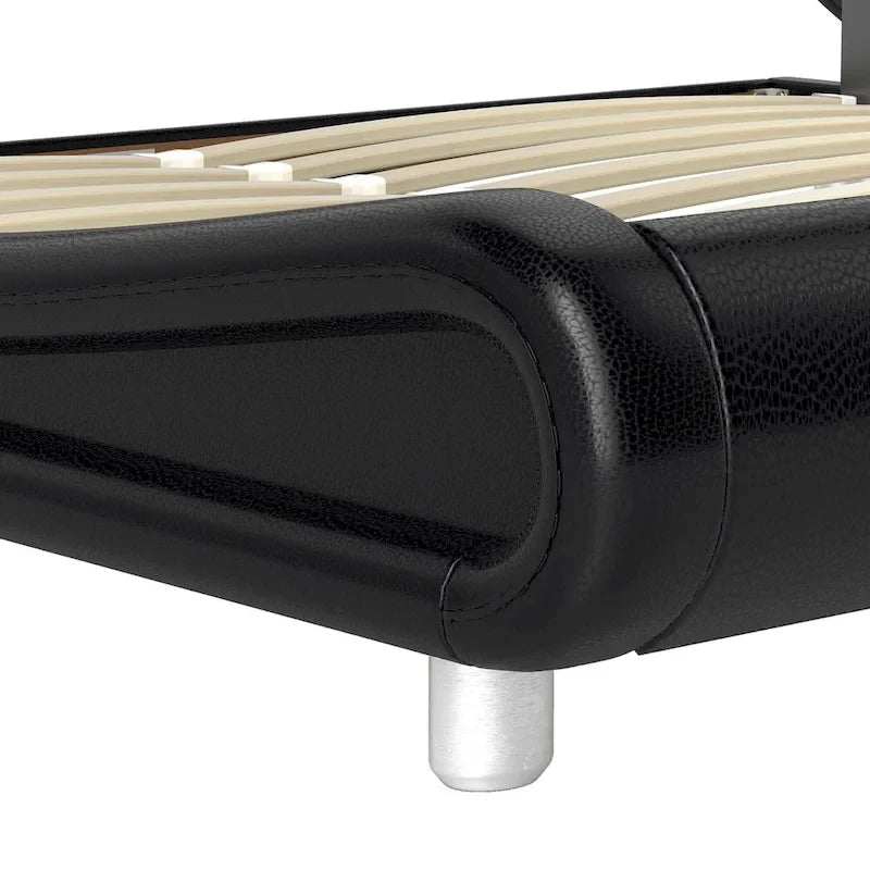 Cadre de lit King Size en PU avec LED intégrées, Noir