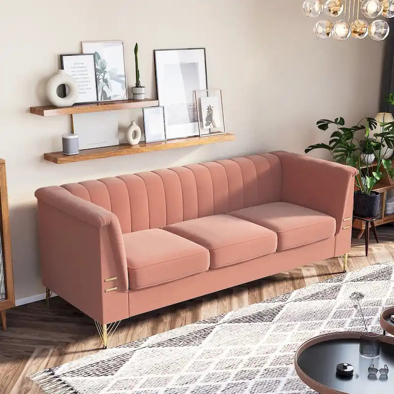 Canapé Chesterfield en velours de 209,94 cm de largeur