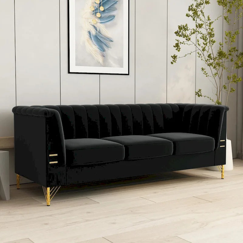 Canapé Chesterfield en velours de 209,94 cm de largeur