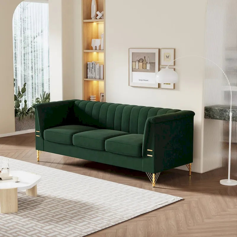 Canapé Chesterfield en velours de 209,94 cm de largeur
