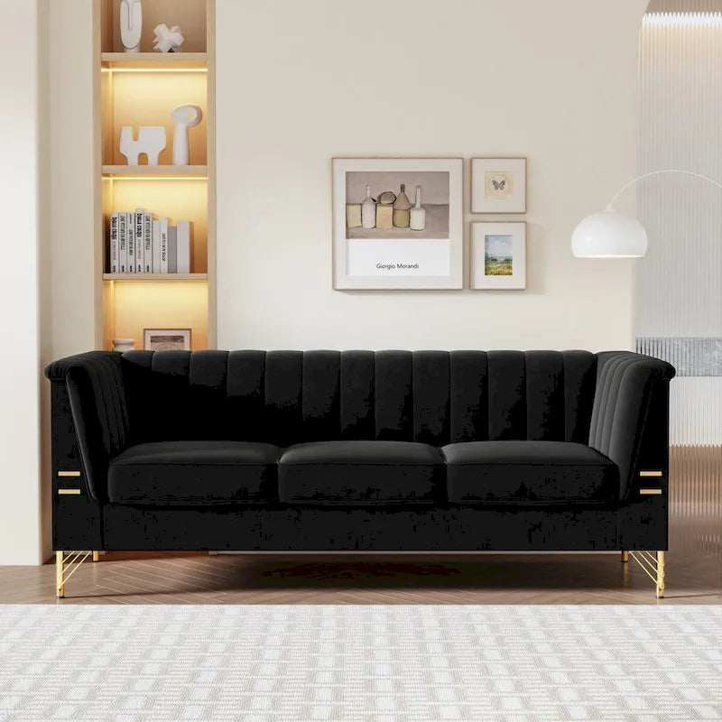 Canapé Chesterfield en velours de 209,94 cm de largeur