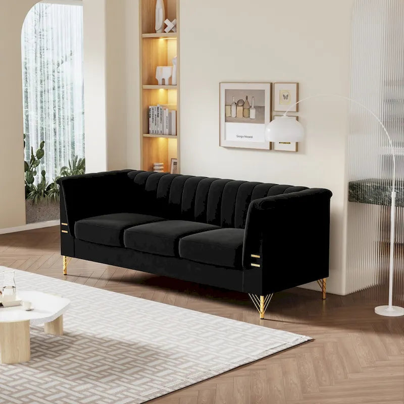 Canapé Chesterfield en velours de 209,94 cm de largeur