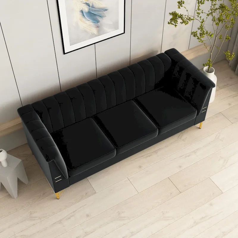 Canapé Chesterfield en velours de 209,94 cm de largeur