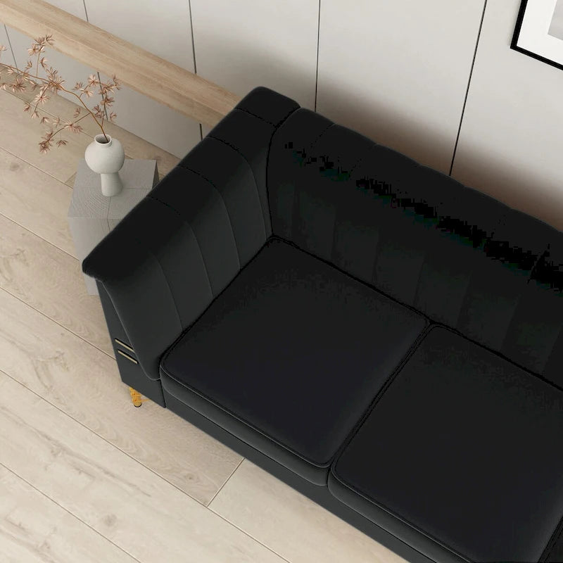 Canapé Chesterfield en velours de 209,94 cm de largeur
