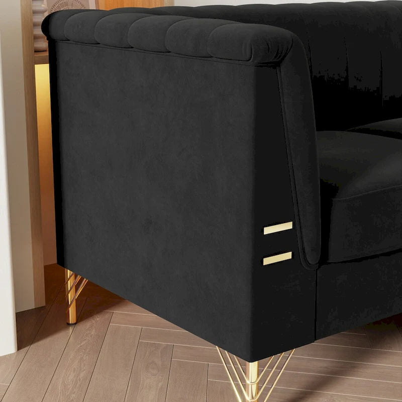 Canapé Chesterfield en velours de 209,94 cm de largeur