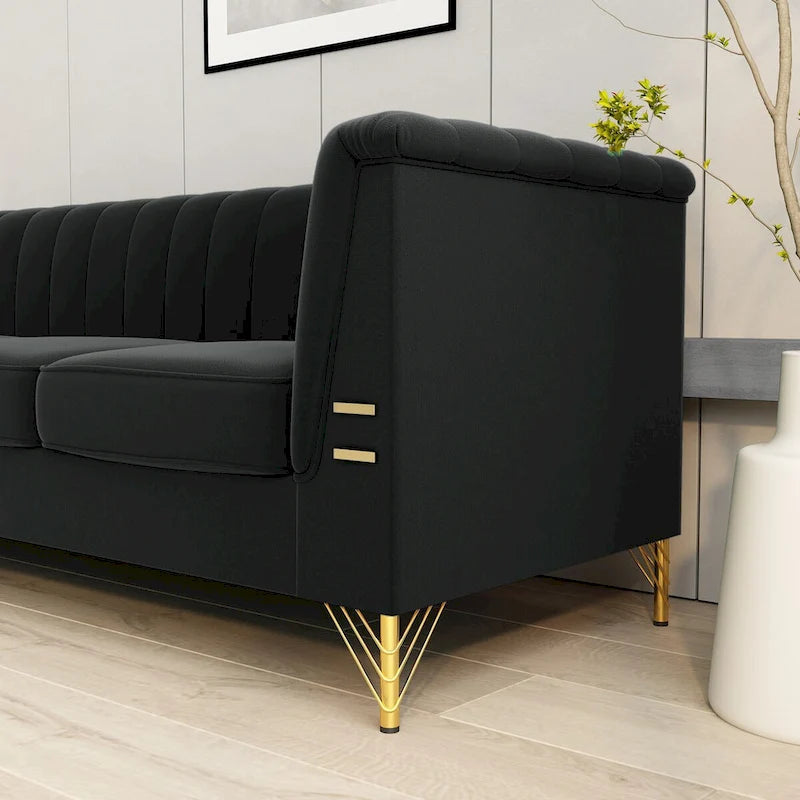 Canapé Chesterfield en velours de 209,94 cm de largeur