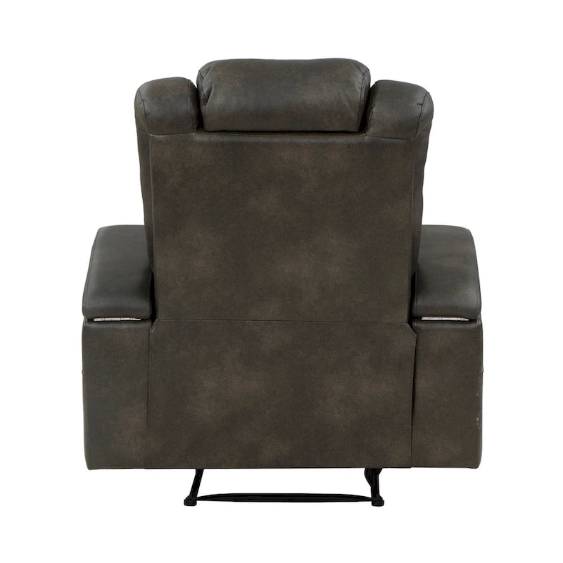 Fauteuil inclinable électrique de 40 po, similicuir gris marron, LED, USB, porte-gobelets